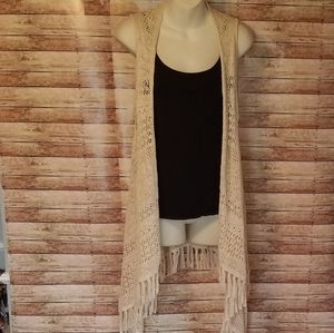 Justice crocheted long vest size 16/18